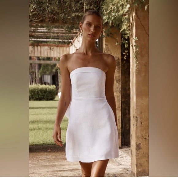 DISSH White Linen Bow Mini Dress - Picture 4 of 7